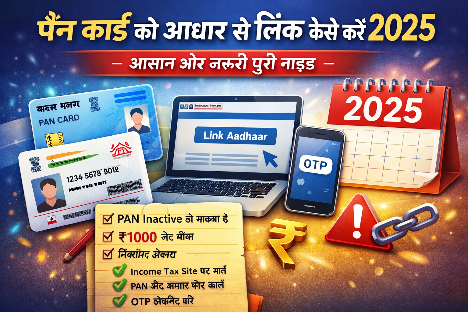 पैन कार्ड को आधार से लिंक कैसे करें 2025 – ऑनलाइन प्रक्रिया पैन कार्ड को आधार से लिंक कैसे करें 2025