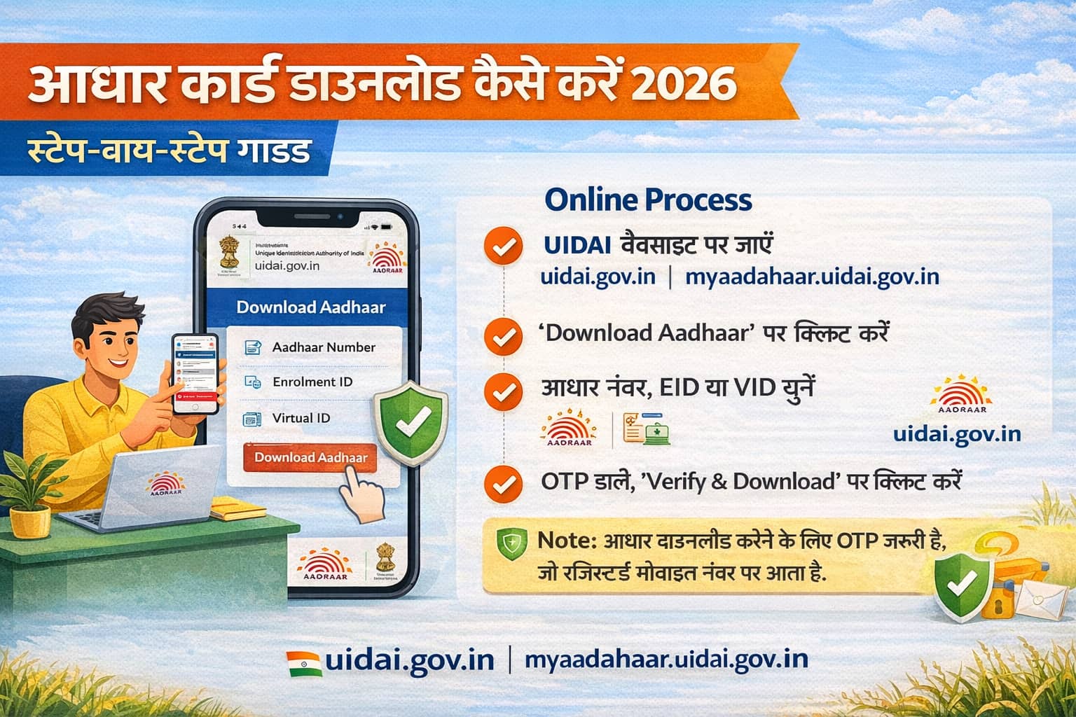 आधार कार्ड डाउनलोड कैसे करें 2026